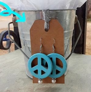 Handmade Peace Sign Pearl Earrings